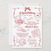Handgetekende Pizza Baby shower Uitnodiging (Voorkant)