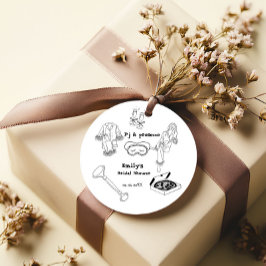 Handgetekende Pj en Prosecco Bruidsfeest  Bedankjes Labels