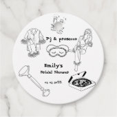 Handgetekende Pj en Prosecco Bruidsfeestje Bedankjes Labels (Voorkant)