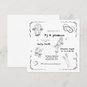 Handgetekende PJ en Prosecco Vrijgezellenfeest Kaart (Voorkant / Achterkant)