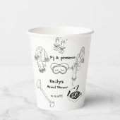 Handgetekende PJ en Prosecco Vrijgezellenfeest Papieren Bekers (Achterkant)