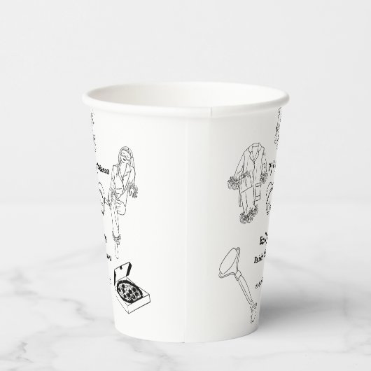 Handgetekende PJ en Prosecco Vrijgezellenfeest Papieren Bekers (Rechts)