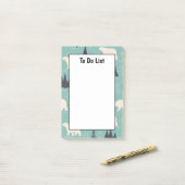 Handgetekende Polaire Beren Evergreen bomen om lij Post-it® Notes (Op bureau)
