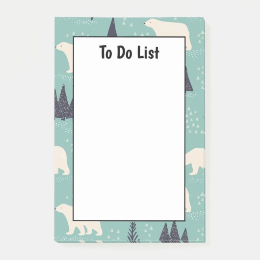 Handgetekende Polaire Beren Evergreen bomen om lij Post-it® Notes (Voorkant)