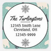 Handgetekende Polar Beren Evergreen Return Address Vierkante Sticker (Voorkant)