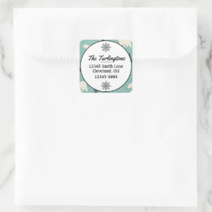 Handgetekende Polar Beren Evergreen Return Address Vierkante Sticker