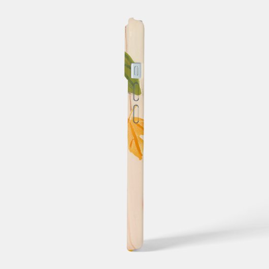 Handgetekende pompoen en herfstbladeren herfstoogs iPhone 15 case (Linkerkant)