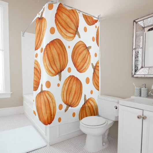 Handgetekende pompoenen: waterverf Halloween patro Douchegordijn (In situ)