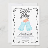 Handgetekende Poppin Bottles Baby shower Invitatio Kaart (Voorkant)