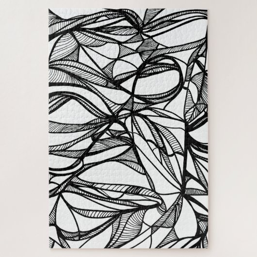 handgetekende PUZZEL kleur-het-zelf, zwart & wit (Verticaal)