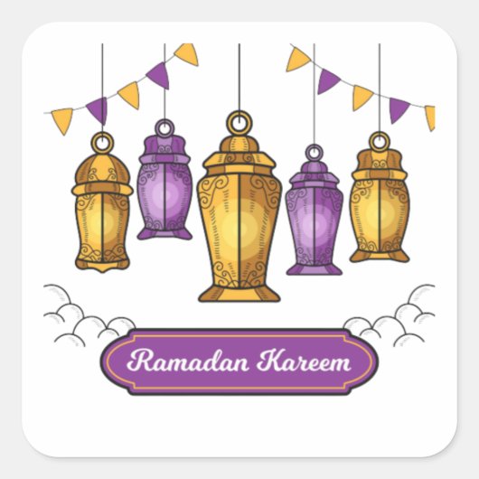 handgetekende ramadan-kareem- T-Shirt Sleutelhange Vierkante Sticker (Voorkant)