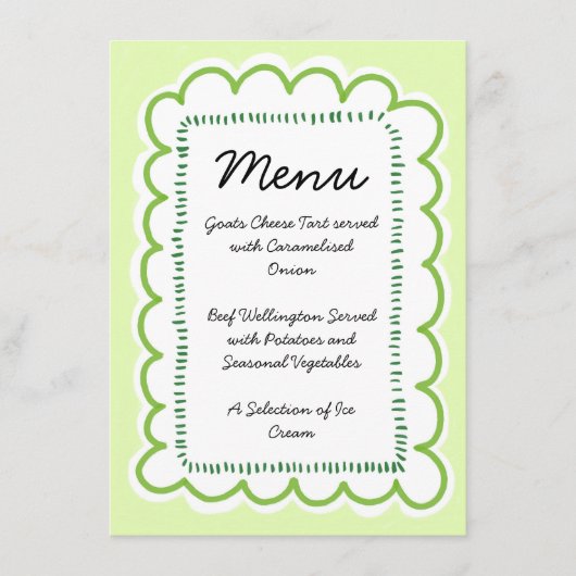 Handgetekende rand van hoofdhuid golvend groen ran menu (Voorkant)