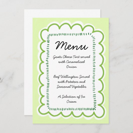 Handgetekende rand van hoofdhuid golvend groen ran menu (Voorkant / Achterkant)