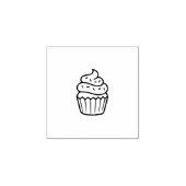 Handgetekende Rechthoekige Cupcake Rubber Stempel (Afrduk)