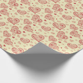 Handgetekende Red Hearts Valentijn Cadeaupapier (Hoek)