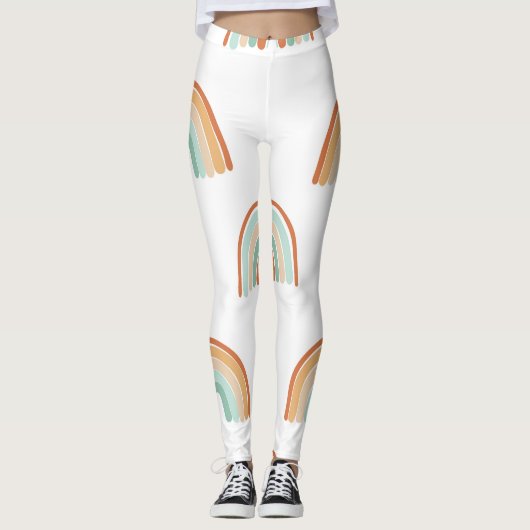 Handgetekende regenbogen: pastel naadloos patroon. leggings (Voorkant)