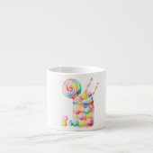 Handgetekende Regenboog Lollipops en Jelly Snoepje Espresso Kop (Voorkant)
