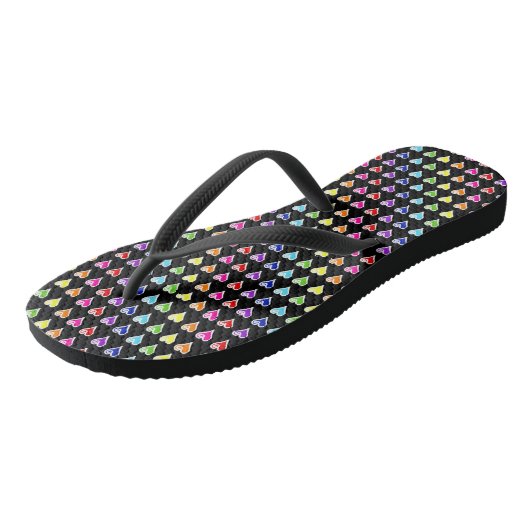 Handgetekende regenboogharten teenslippers (Schuin)