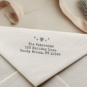 Handgetekende Retro Heart Stars Kerstgezin Zelfinktende Stempel