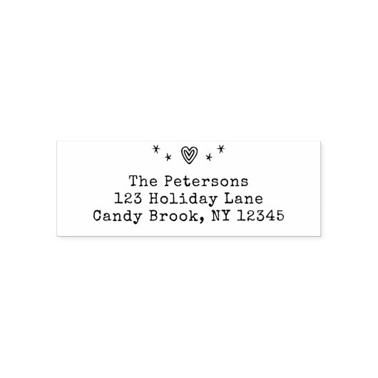 Handgetekende Retro Heart Stars Kerstgezin Zelfinktende Stempel (Design)