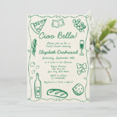 Handgetekende Retro Italiaanse Casual Bruids Brunc Kaart (Staand voorkant)