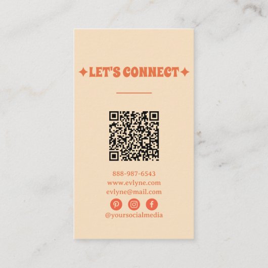 Handgetekende Retro Kleurrijke QR Code Boho Bold F Visitekaartje (Achterkant)