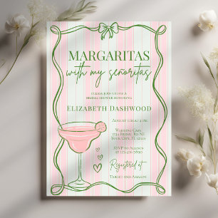 Handgetekende Retro Margaritas Cocktail Vrijgezell Kaart