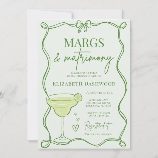 Handgetekende Retro Margs & Huwelijk Vrijgezellenf Kaart (Voorkant)