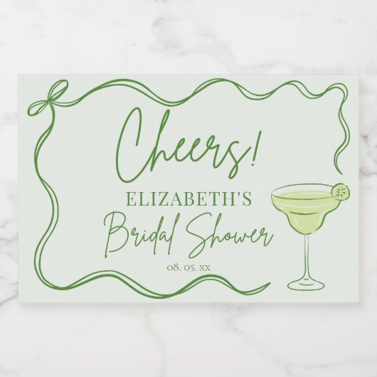 Handgetekende Retro Margs & Huwelijk Vrijgezellenf Sparkling Wijnetiket (Enkel label)