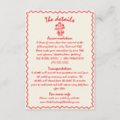 Handgetekende Retro Quirky Unieke Bruiloft Details Informatiekaartje (Voorkant)