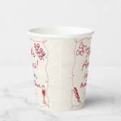 Handgetekende Retro Rode Italiaanse Bruiloft Brunc Papieren Bekers (Rechts)