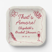 Handgetekende Retro Rode Italiaanse Bruiloftsbrunc Papieren Bordje (Voorkant)