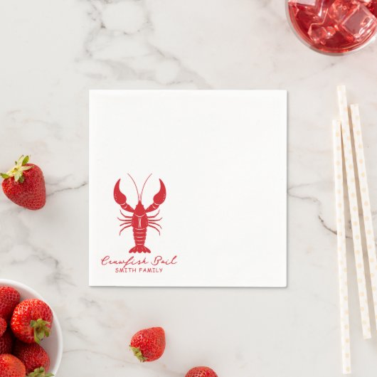 Handgetekende rivierkreeft kookfeest servet (Insitu)