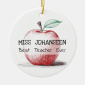 Handgetekende rode appel beste leraar ooit aandenk keramisch ornament (Voorkant)