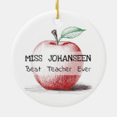 Handgetekende rode appel beste leraar ooit aandenk keramisch ornament (Achterkant)