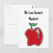 Handgetekende rode appel fruit Cartoon Briefkaart (Voorkant / Achterkant)