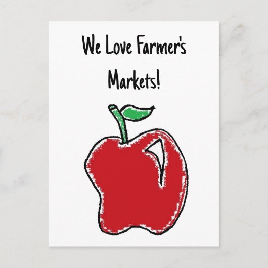 Handgetekende rode appel fruit Cartoon Briefkaart (Voorkant)