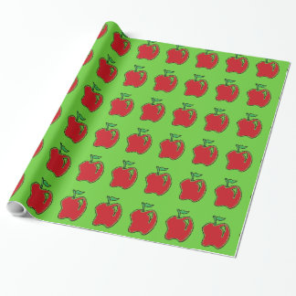 Handgetekende rode appel fruit Cartoon Cadeaupapier