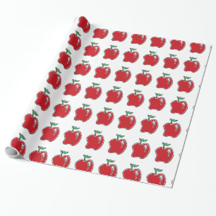 Handgetekende rode appel fruit Cartoon Cadeaupapier