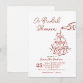 Handgetekende rode Champagne Tower Vrijgezellenfee Kaart (Voorkant / Achterkant)