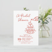 Handgetekende rode Champagne Tower Vrijgezellenfee Kaart (Staand voorkant)