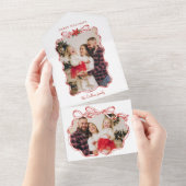 Handgetekende rode kerstfoto Lijst All In One Uitnodiging (Afscheurbaar)