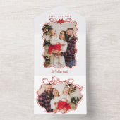 Handgetekende rode kerstfoto Lijst All In One Uitnodiging (Binnen)