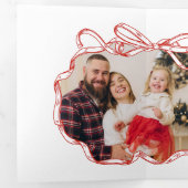 Handgetekende rode kerstfoto Lijst Drieluik Kaart (Binnenzijde eerst)