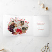 Handgetekende rode kerstfoto Lijst Drieluik Kaart (Binnen)