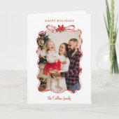 Handgetekende rode kerstfoto Lijst Feestdagen Kaart (Voorkant)