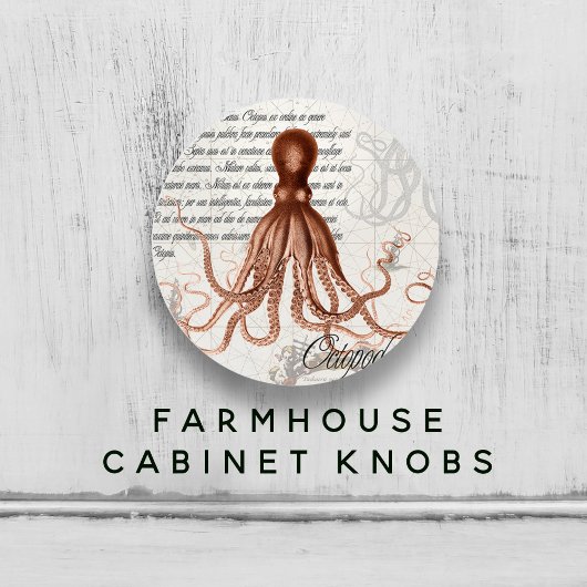 Handgetekende  rode octopus illustratie keramische knop