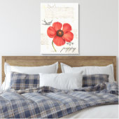 Handgetekende  rode poppy canvas print (Insitu (Slaapkamer))