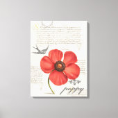 Handgetekende  rode poppy canvas print (Voorkant)