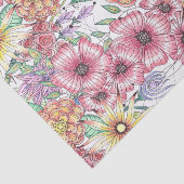 Handgetekende rode Sinaasappel gele bloemen en bla Tissuepapier (Detail)